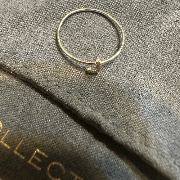 EF Collection | 14k White Gold Diamond J Initial Ring | Size 7 - Picture 5 of 6